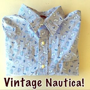 Nautica Vintage blue/white designed dress shirt